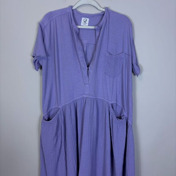 Free People Beach Purple Gauze Short Sleeve Oversized Dress XS - Picture 3 of 9